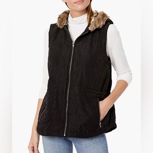 BB Dakota Black Vest with Fur Hood